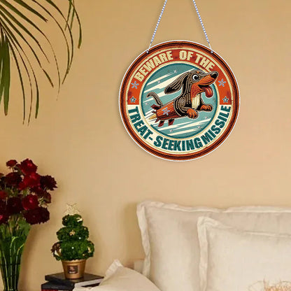 Thanksgiving Diamond Painting Hanging Pendant Window Decor (Hot Dog Dachshund)