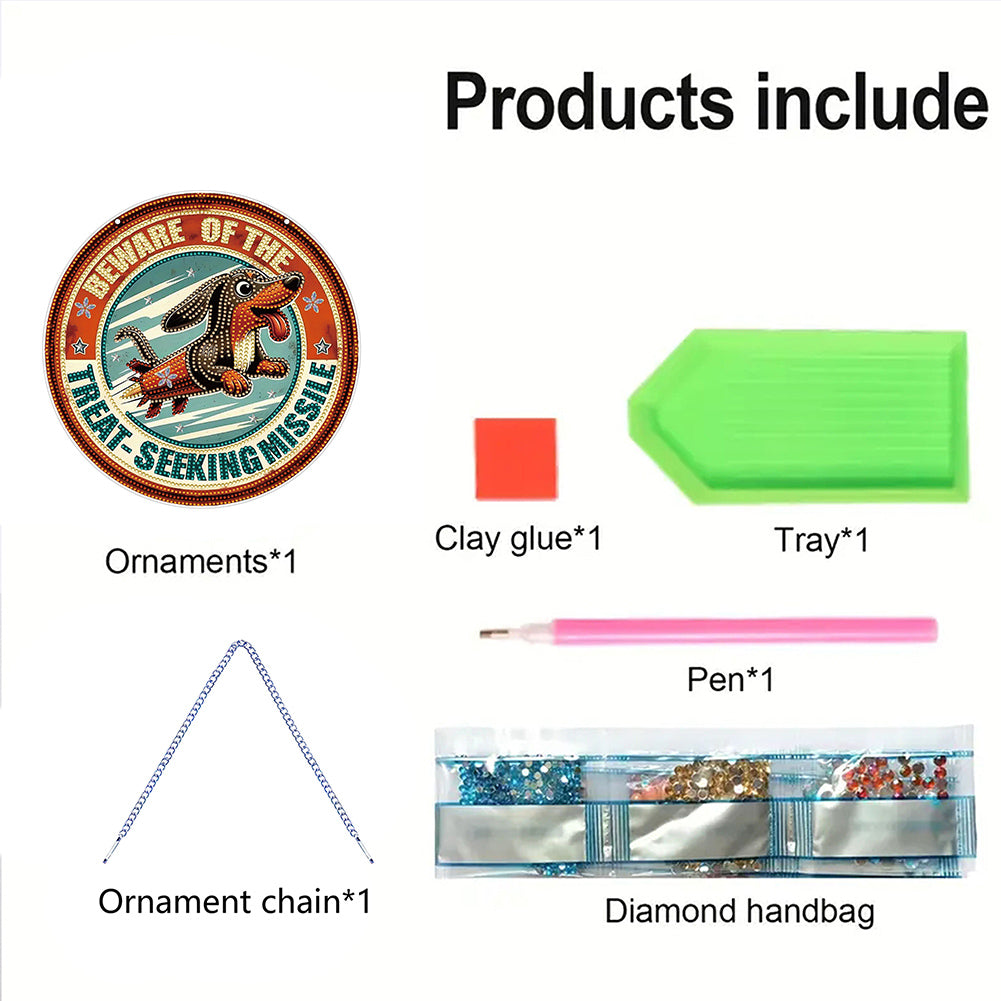 Thanksgiving Diamond Painting Hanging Pendant Window Decor (Hot Dog Dachshund)