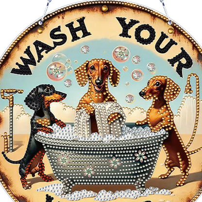 Thanksgiving Diamond Painting Hanging Pendant Window Decor (Hot Dog Dachshund)