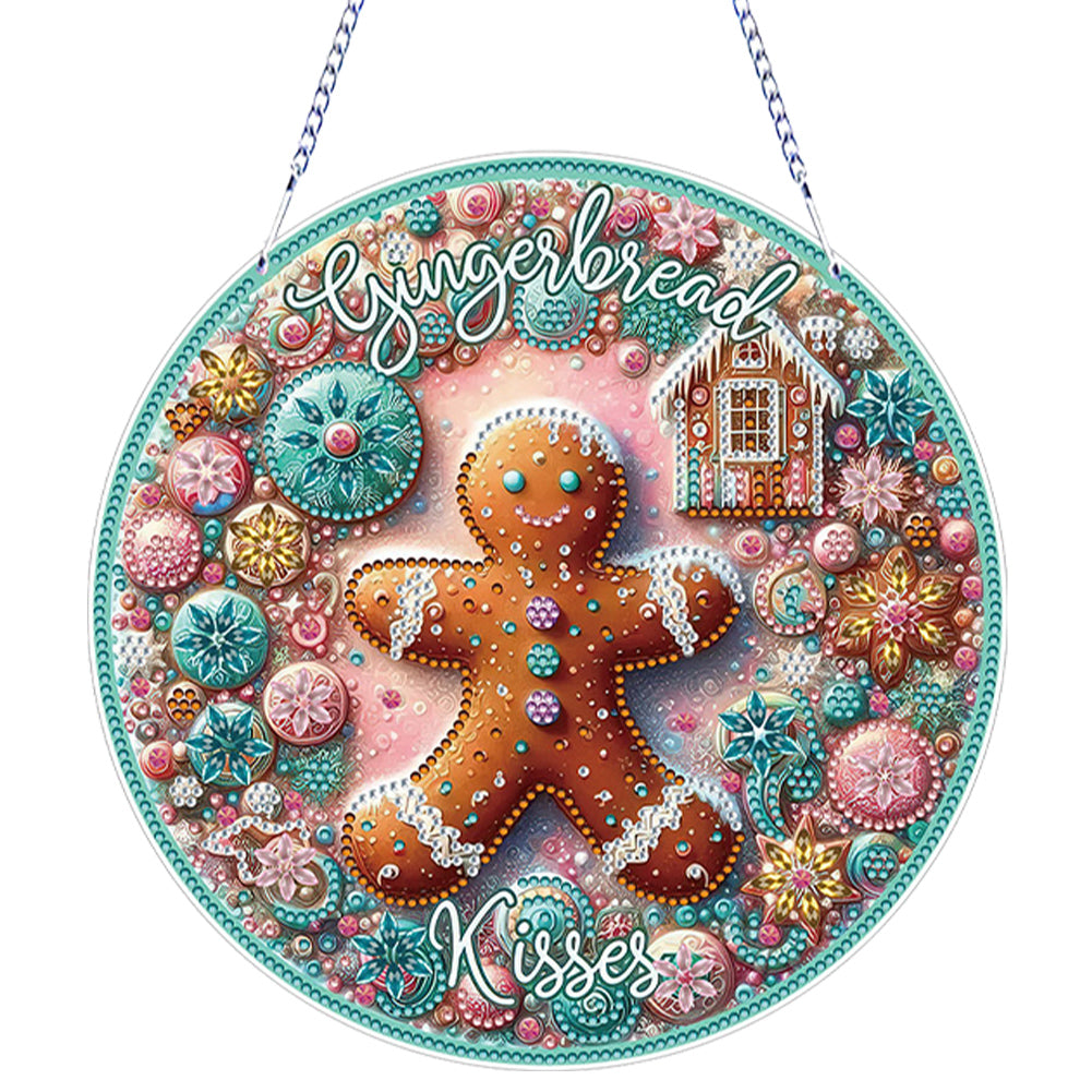 Thanksgiving Diamond Painting Hanging Pendant Window Decor (Gingerbread Man)