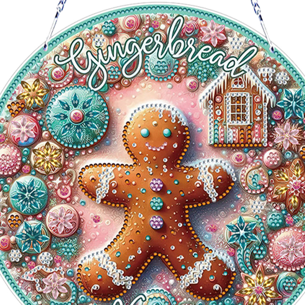 Thanksgiving Diamond Painting Hanging Pendant Window Decor (Gingerbread Man)