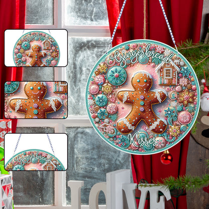 Thanksgiving Diamond Painting Hanging Pendant Window Decor (Gingerbread Man)