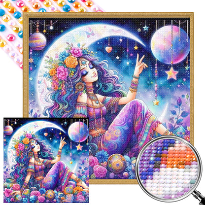 Moon Lady - Full AB Round Drill Diamond Painting 40*40CM