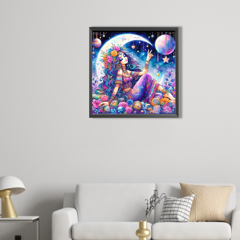 Moon Lady - Full AB Round Drill Diamond Painting 40*40CM