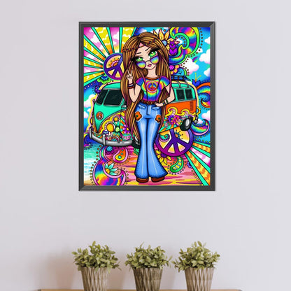 Beautiful Girl - Full AB Round Drill Diamond Painting 40*50CM