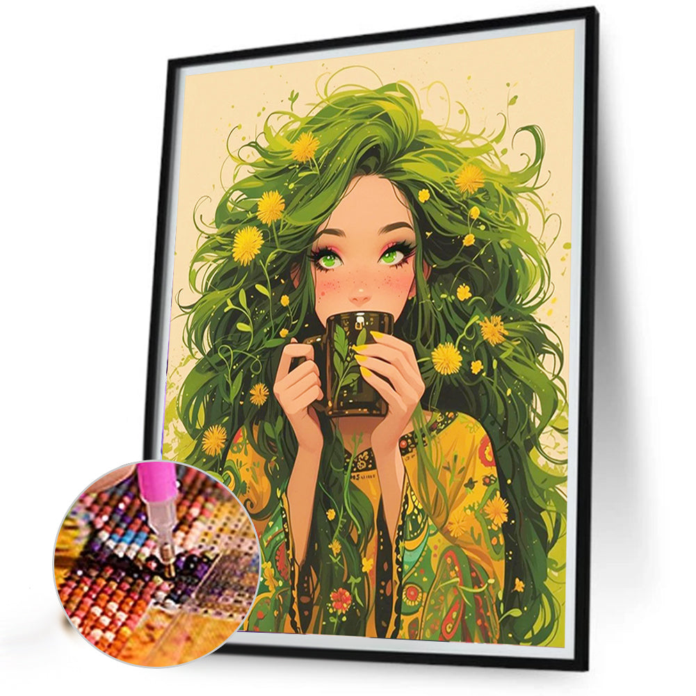 Natural Girl - Full AB Round Drill Diamond Painting 40*50CM