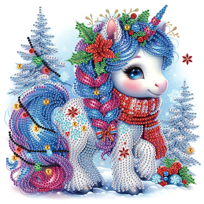 Cute Christmas Unicorn - Partial Special-Shaped Drill Diamond Painting 30*30CM