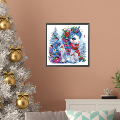 Cute Christmas Unicorn - Partial Special-Shaped Drill Diamond Painting 30*30CM