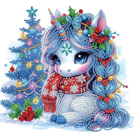 Cute Christmas Unicorn - Partial Special-Shaped Drill Diamond Painting 30*30CM