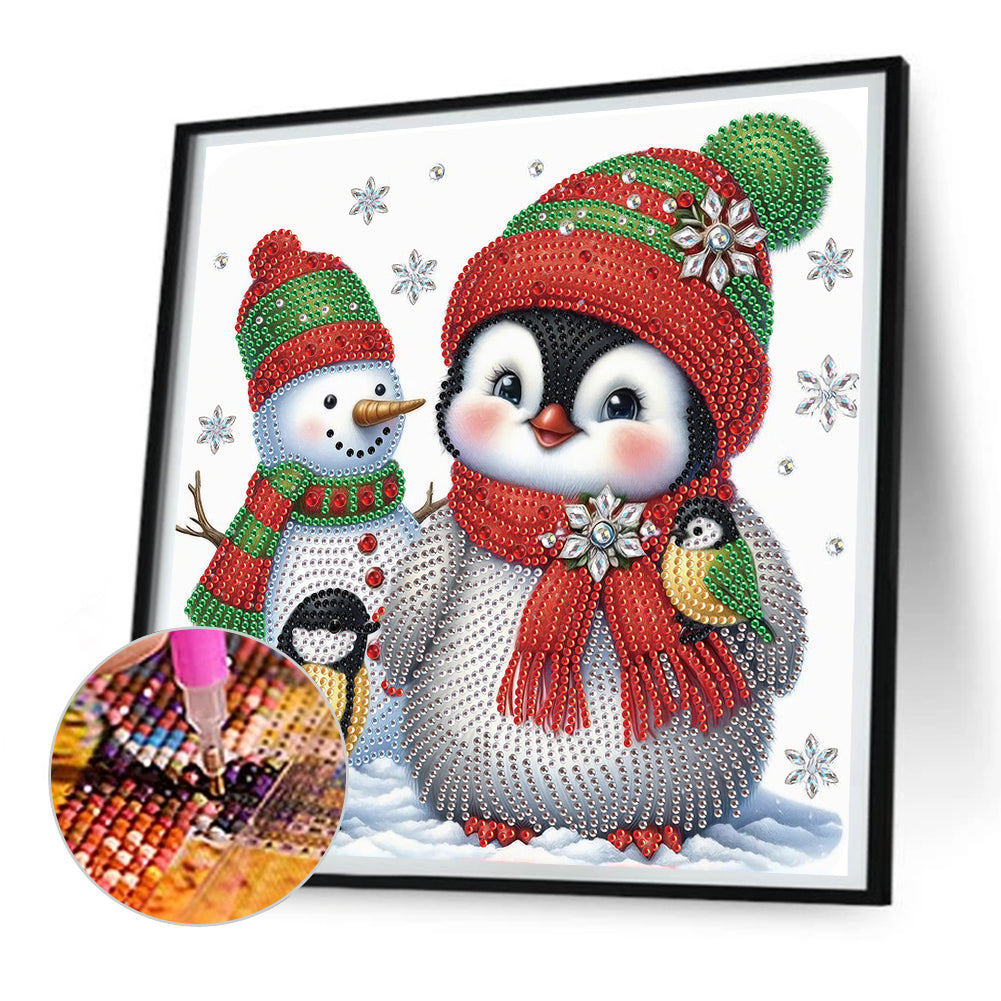 Cute Christmas Penguin - Partial Special-Shaped Drill Diamond Painting 30*30CM