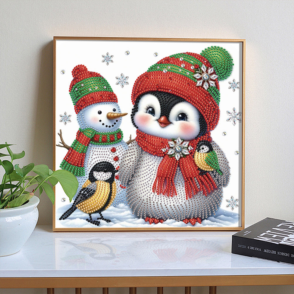 Cute Christmas Penguin - Partial Special-Shaped Drill Diamond Painting 30*30CM