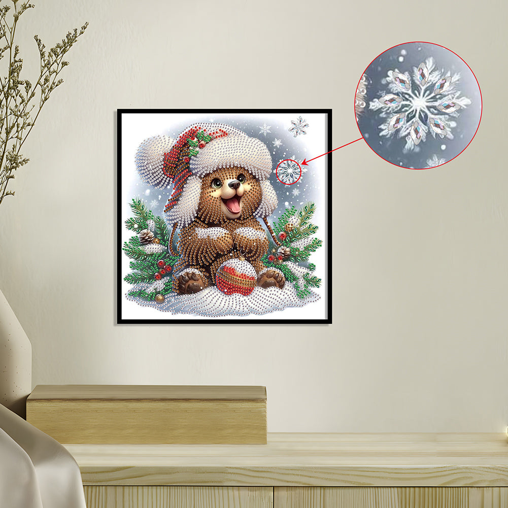 Cute Christmas Bear - Partial Special-Shaped Drill Diamond Painting 30*30CM