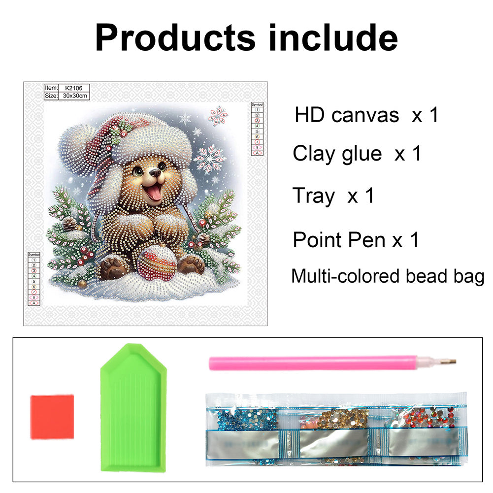 Cute Christmas Bear - Partial Special-Shaped Drill Diamond Painting 30*30CM