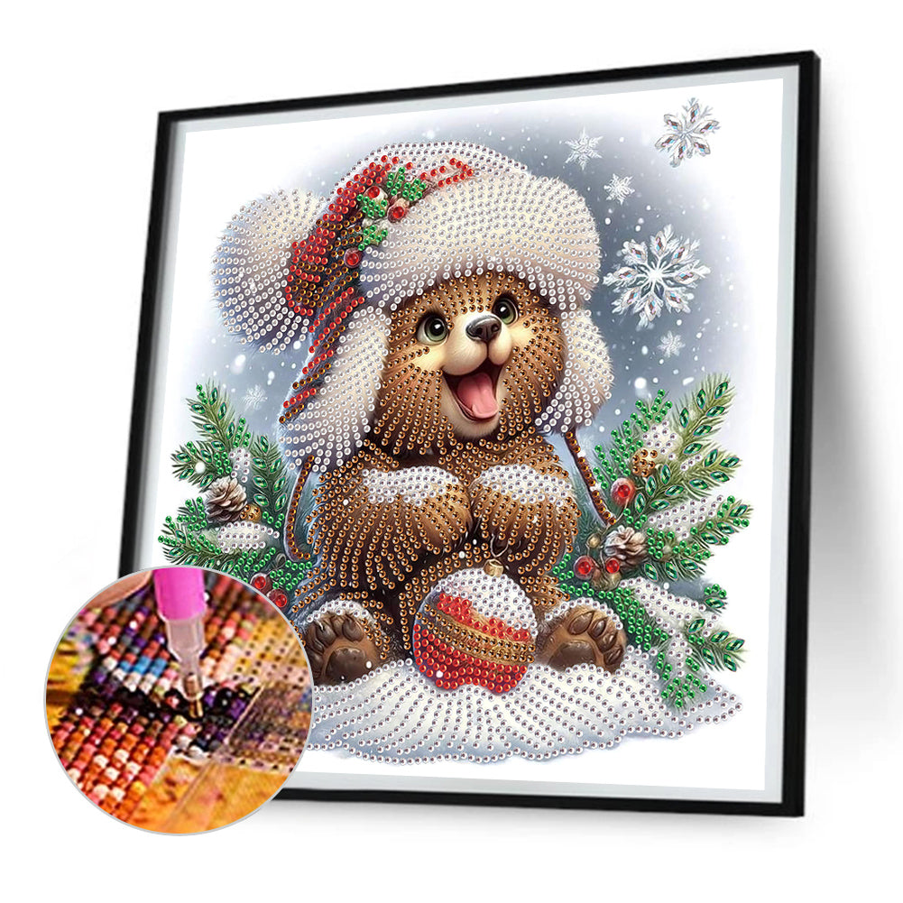 Cute Christmas Bear - Partial Special-Shaped Drill Diamond Painting 30*30CM