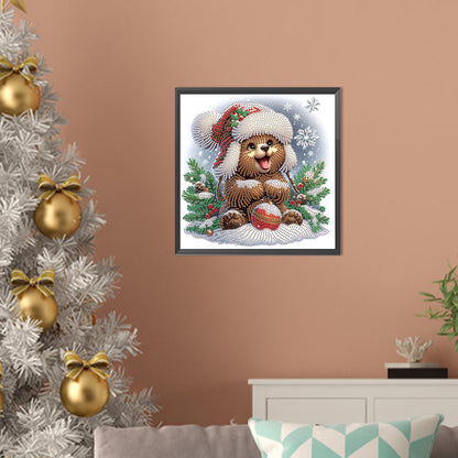 Cute Christmas Bear - Partial Special-Shaped Drill Diamond Painting 30*30CM