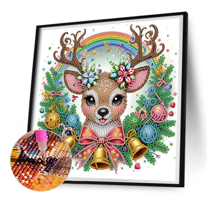 Cute Christmas Deer - Partial Special-Shaped Drill Diamond Painting 30*30CM