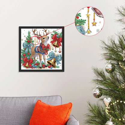 Cute Christmas Deer - Partial Special-Shaped Drill Diamond Painting 30*30CM