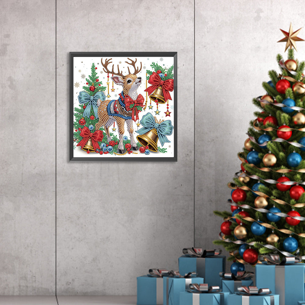 Cute Christmas Deer - Partial Special-Shaped Drill Diamond Painting 30*30CM