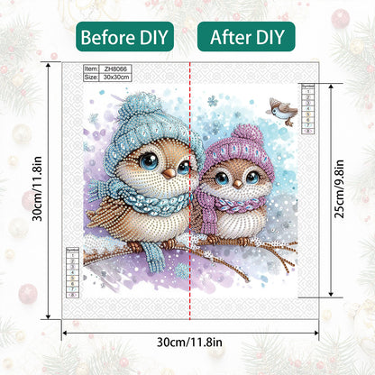 Cute Christmas Bird - Partial Special-Shaped Drill Diamond Painting 30*30CM