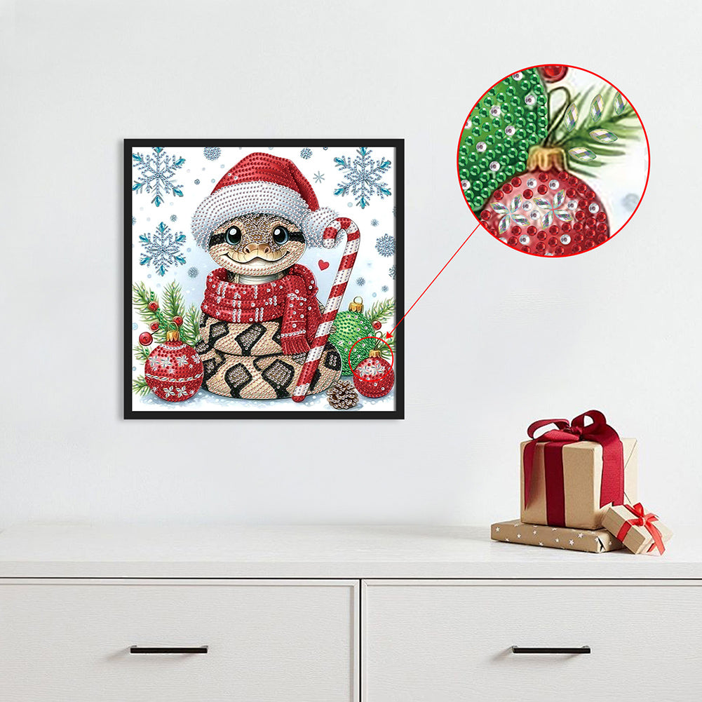 Cute Christmas Snake - Partial Special-Shaped Drill Diamond Painting 30*30CM