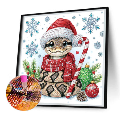 Cute Christmas Snake - Partial Special-Shaped Drill Diamond Painting 30*30CM