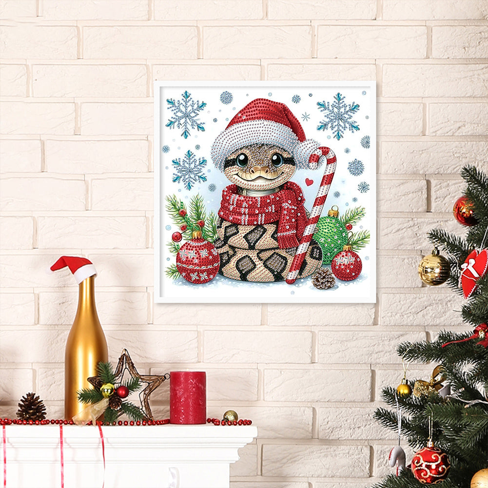 Cute Christmas Snake - Partial Special-Shaped Drill Diamond Painting 30*30CM