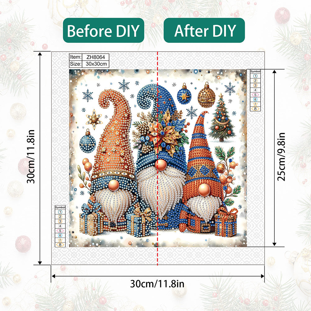 Christmas Gnome - Partial Special-Shaped Drill Diamond Painting 30*30CM