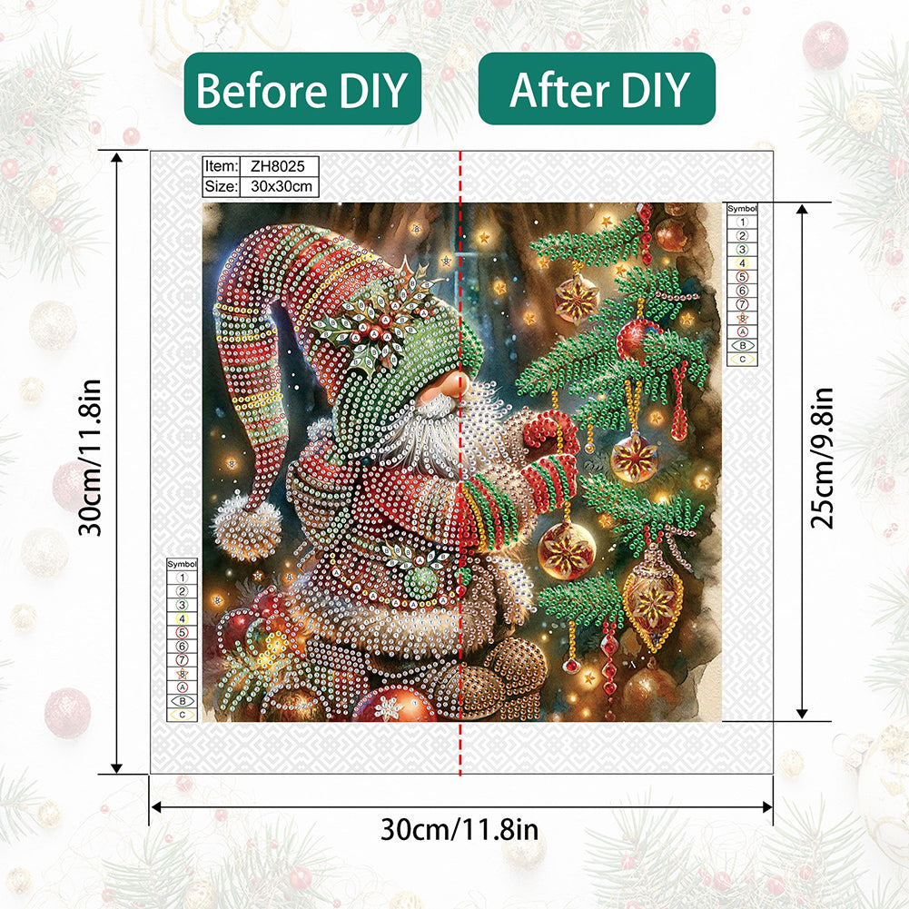 Christmas Gnome - Partial Special-Shaped Drill Diamond Painting 30*30CM