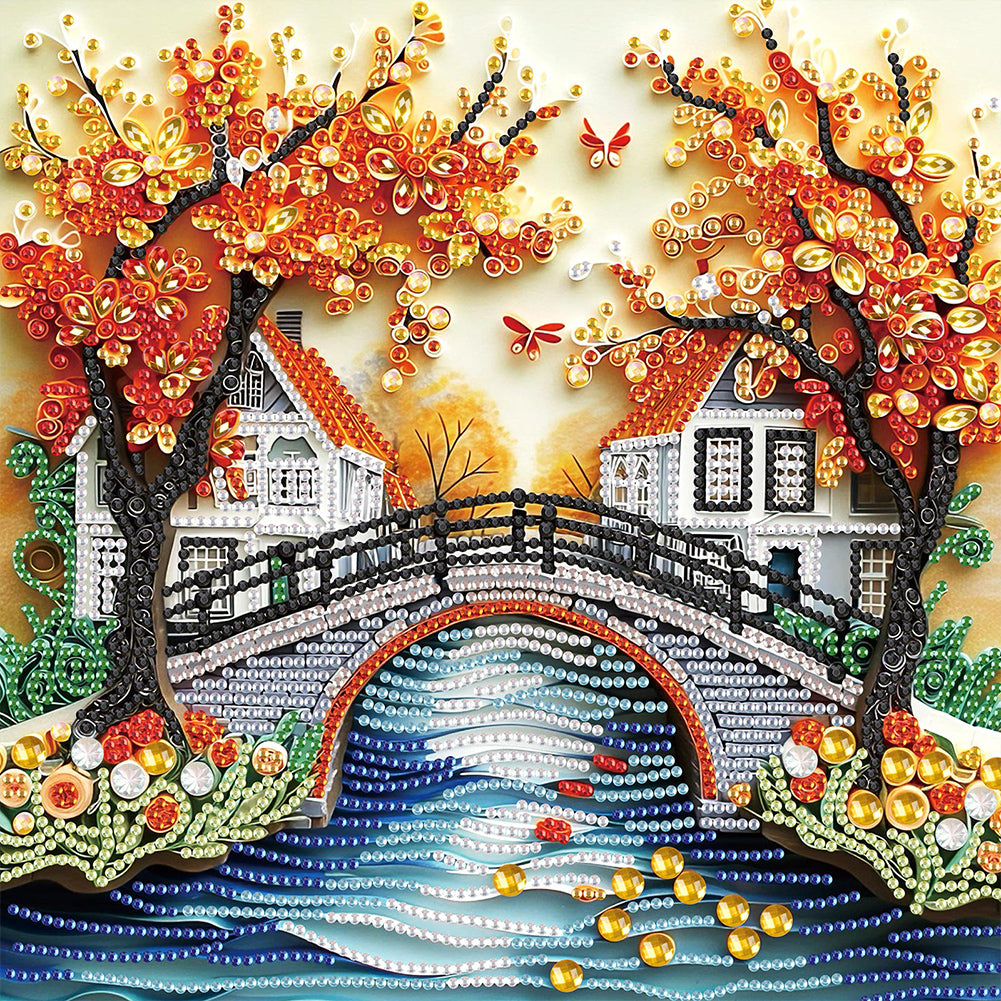 Quilling Landscape - Partial Special-Shaped Drill Diamond Painting 30*30CM