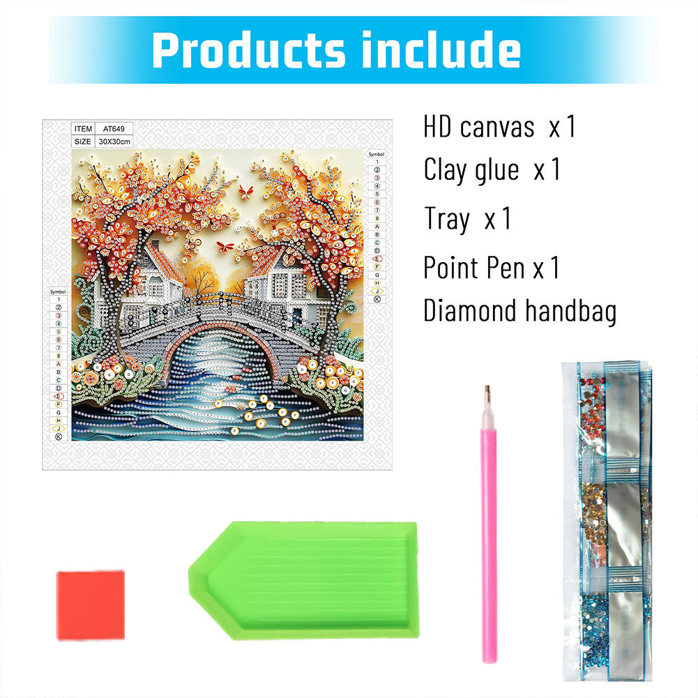 Quilling Landscape - Partial Special-Shaped Drill Diamond Painting 30*30CM