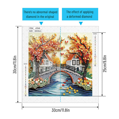 Quilling Landscape - Partial Special-Shaped Drill Diamond Painting 30*30CM