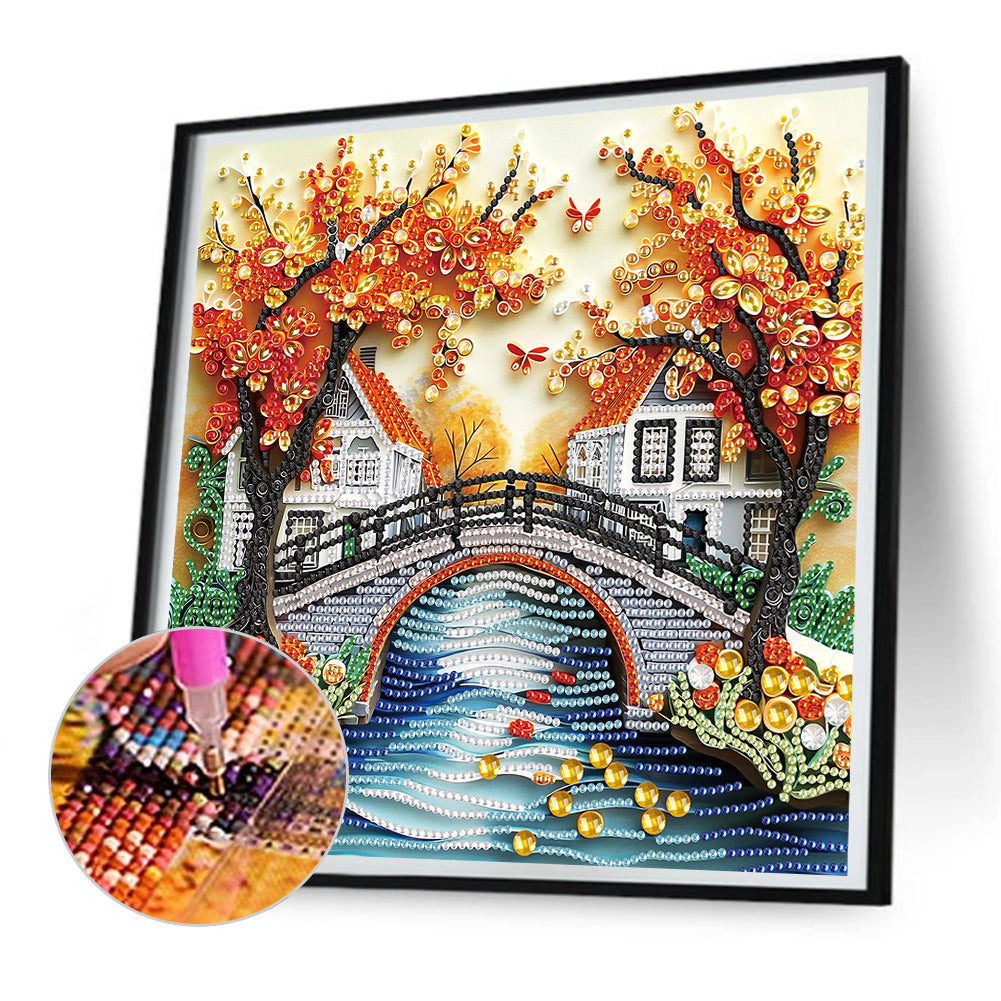 Quilling Landscape - Partial Special-Shaped Drill Diamond Painting 30*30CM