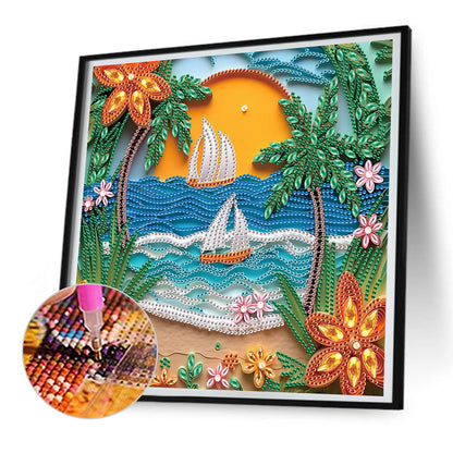 Quilling Landscape - Partial Special-Shaped Drill Diamond Painting 30*30CM