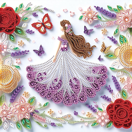 Quilling Flower Girl - Partial Special-Shaped Drill Diamond Painting 30*30CM