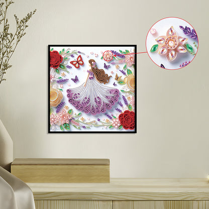 Quilling Flower Girl - Partial Special-Shaped Drill Diamond Painting 30*30CM