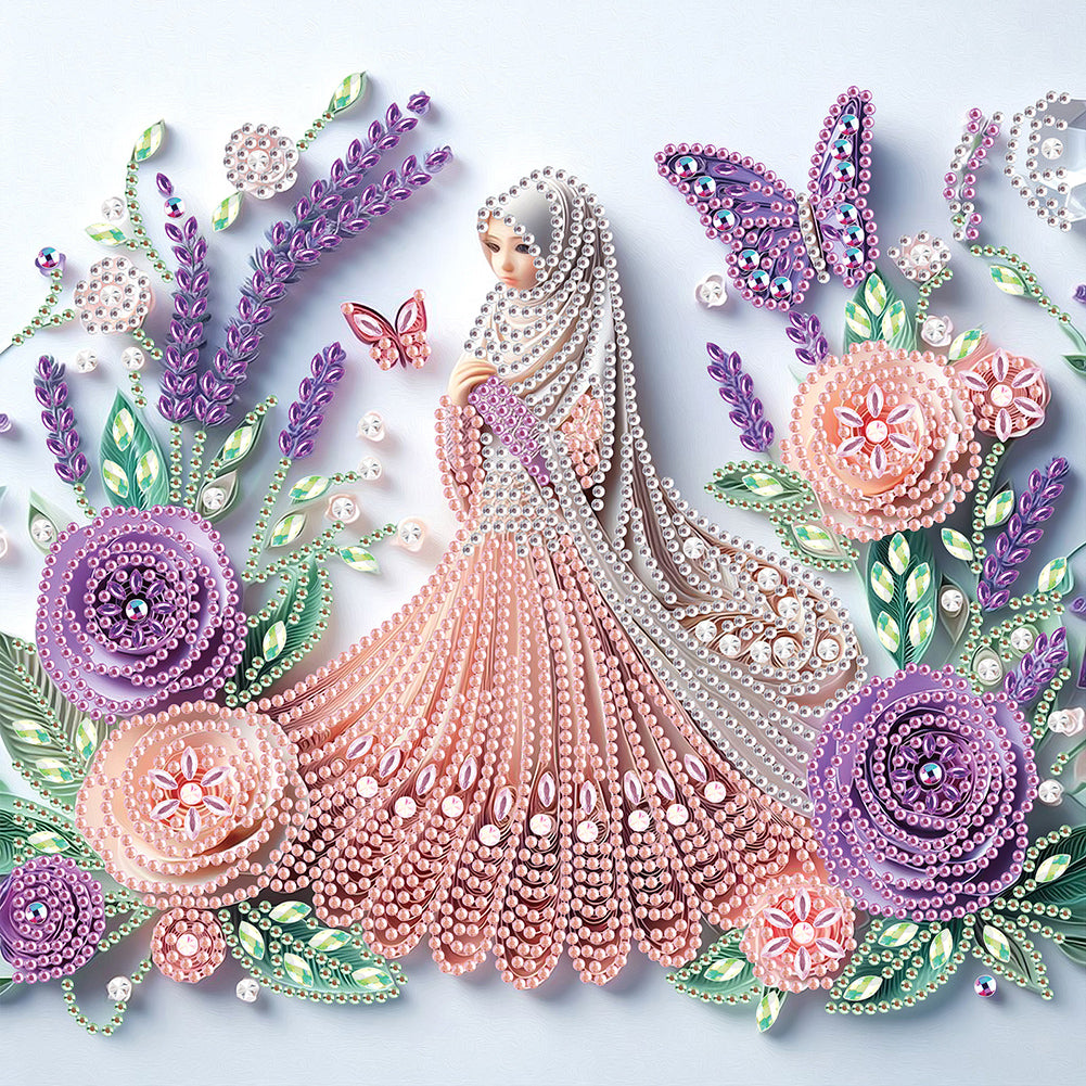 Quilling Flower Girl - Partial Special-Shaped Drill Diamond Painting 30*30CM