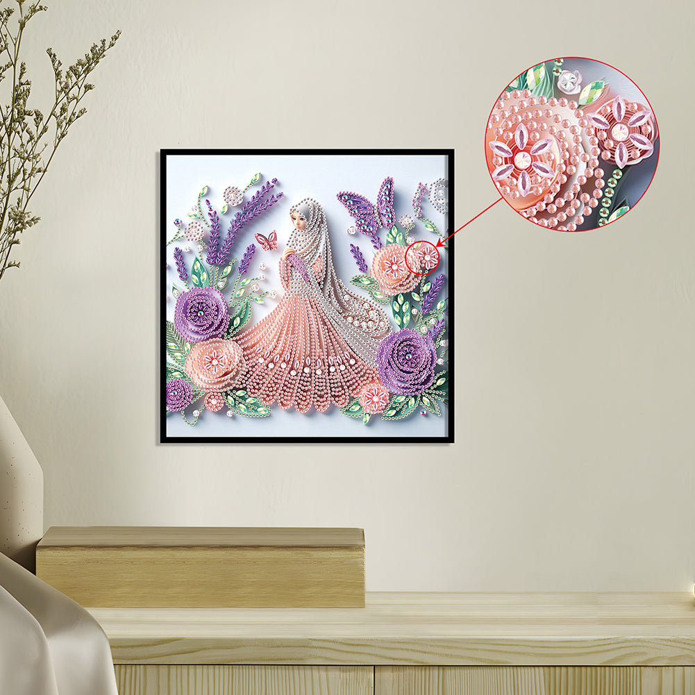 Quilling Flower Girl - Partial Special-Shaped Drill Diamond Painting 30*30CM