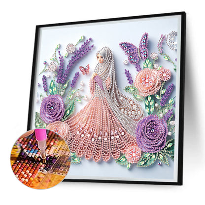 Quilling Flower Girl - Partial Special-Shaped Drill Diamond Painting 30*30CM