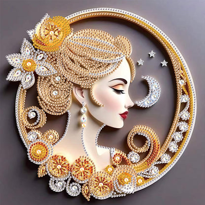 Quilling Paper Painting Noble Lady - Partial Special-Shaped Drill Diamond Painting 30*30CM