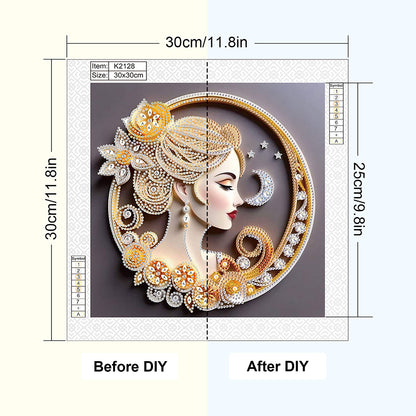 Quilling Paper Painting Noble Lady - Partial Special-Shaped Drill Diamond Painting 30*30CM