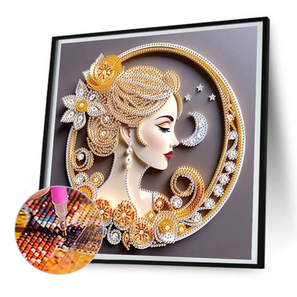 Quilling Paper Painting Noble Lady - Partial Special-Shaped Drill Diamond Painting 30*30CM