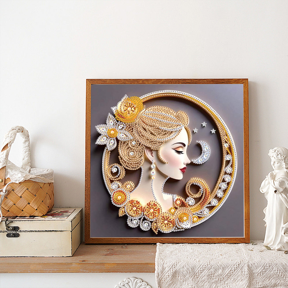 Quilling Paper Painting Noble Lady - Partial Special-Shaped Drill Diamond Painting 30*30CM