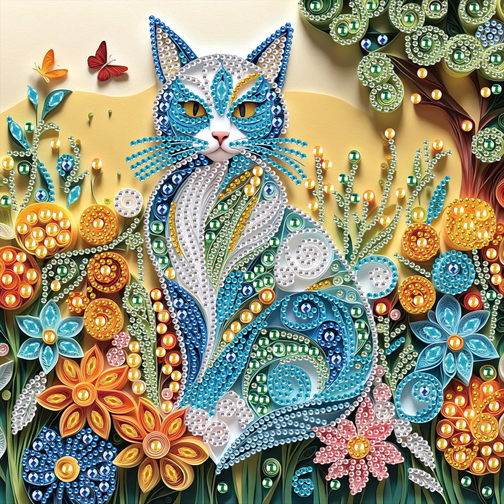 Quilling Cat - Partial Special-Shaped Drill Diamond Painting 30*30CM