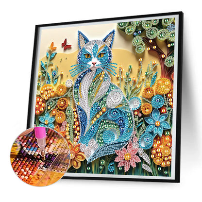 Quilling Cat - Partial Special-Shaped Drill Diamond Painting 30*30CM