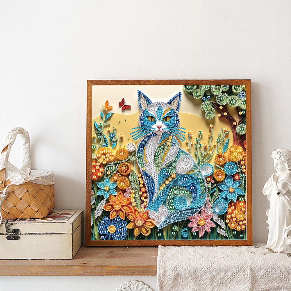 Quilling Cat - Partial Special-Shaped Drill Diamond Painting 30*30CM