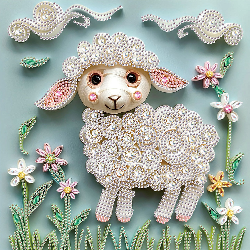 Quilling Sheep - Partial Special-Shaped Drill Diamond Painting 30*30CM