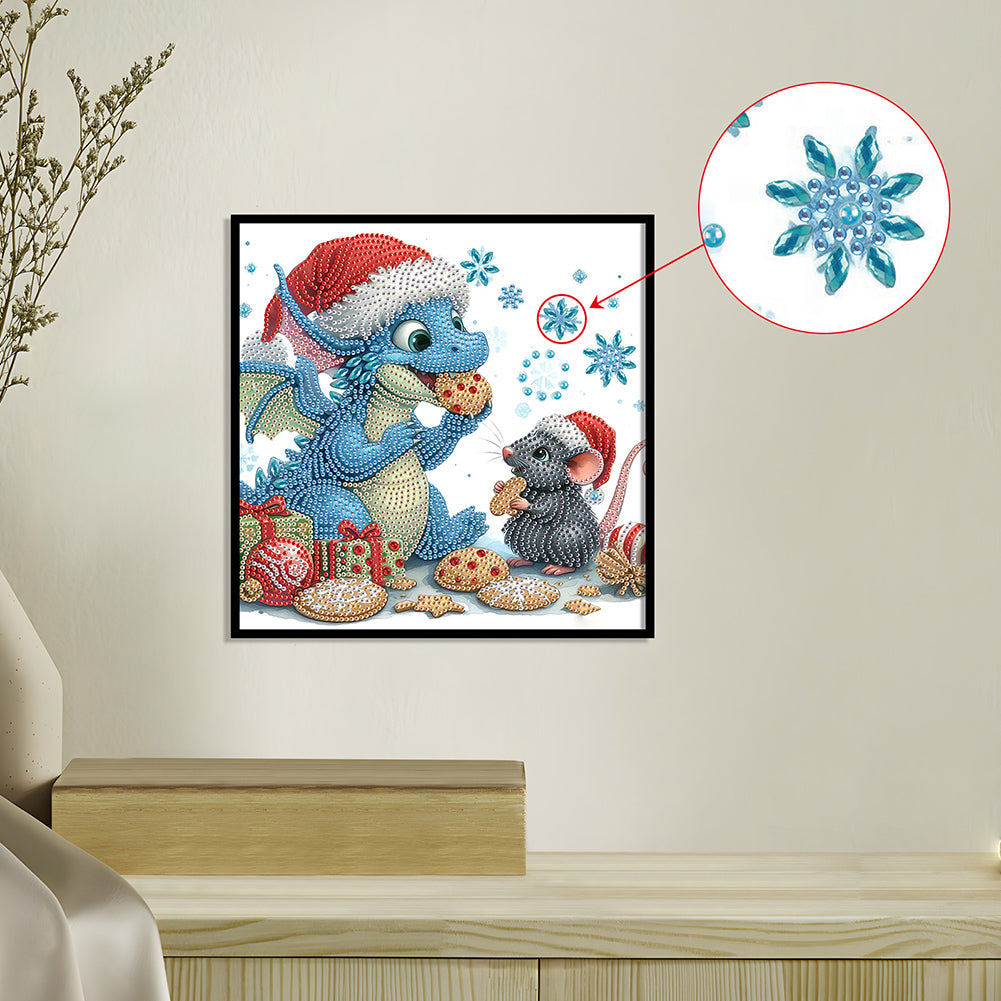 Christmas Pterosaur - Partial Special-Shaped Drill Diamond Painting 30*30CM