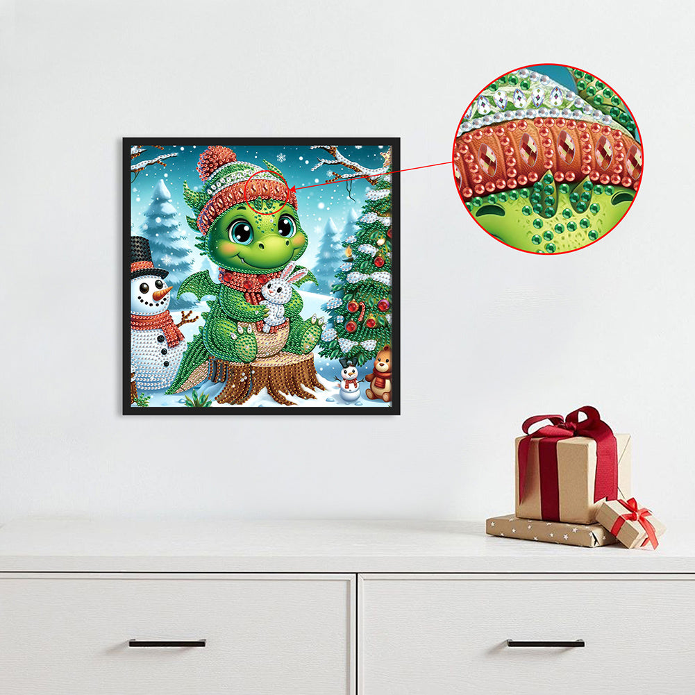 Christmas Pterosaur - Partial Special-Shaped Drill Diamond Painting 30*30CM