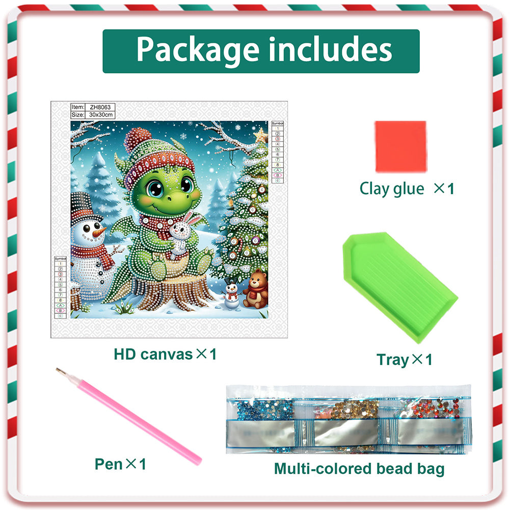 Christmas Pterosaur - Partial Special-Shaped Drill Diamond Painting 30*30CM