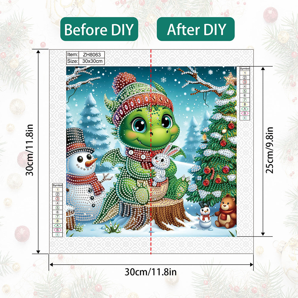 Christmas Pterosaur - Partial Special-Shaped Drill Diamond Painting 30*30CM